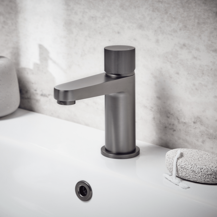 Scudo Koko Mono Basin Mixer, Brushed Brass