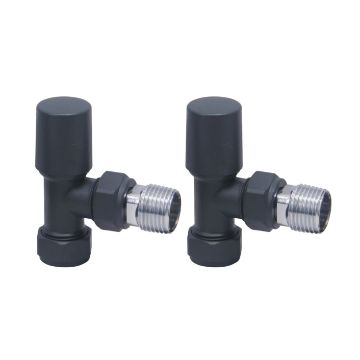 Scudo Radiator Valve, Angled, 15mm, Anthracite — Pair