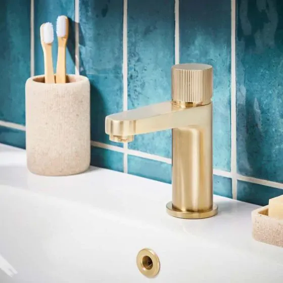 Scudo Koko Mono Basin Mixer, Brushed Brass