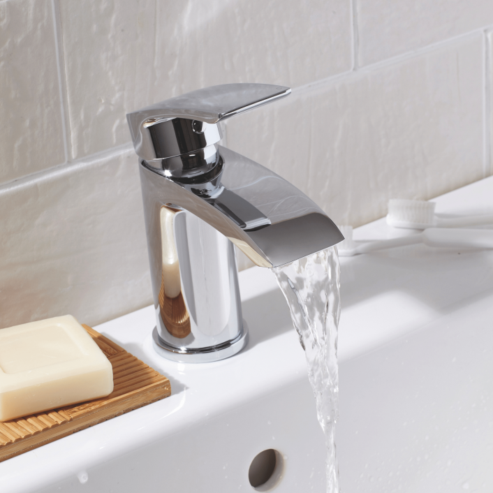 Scudo Belini Mono Basin Mixer, Chrome, with Push Waste