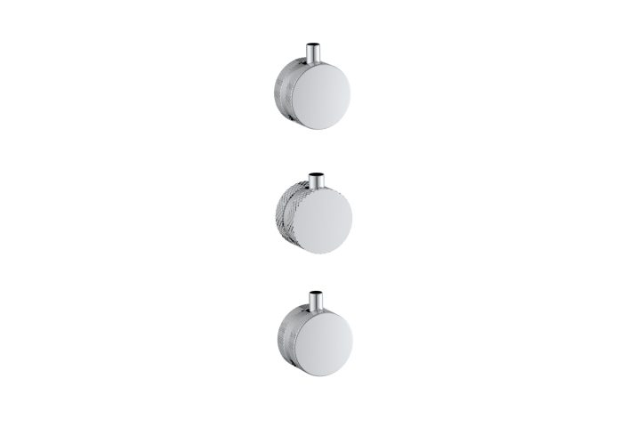 Scudo Rainford Concealed Knurled Handle Set, 1 Temperature & 2 Flow Controls, Chrome