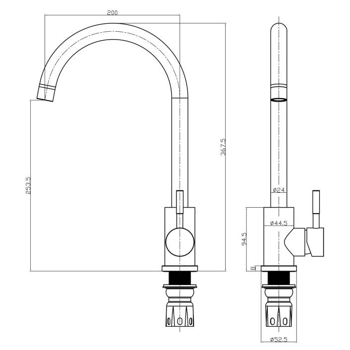 Scudo Manhattan Single Lever Kitchen Mixer Tap, Swivel Spout, Brushed Brass