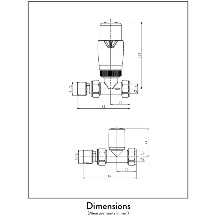 Scudo Designer Twin Pack Thermostatic Radiator Valve, Straight, Anthracite