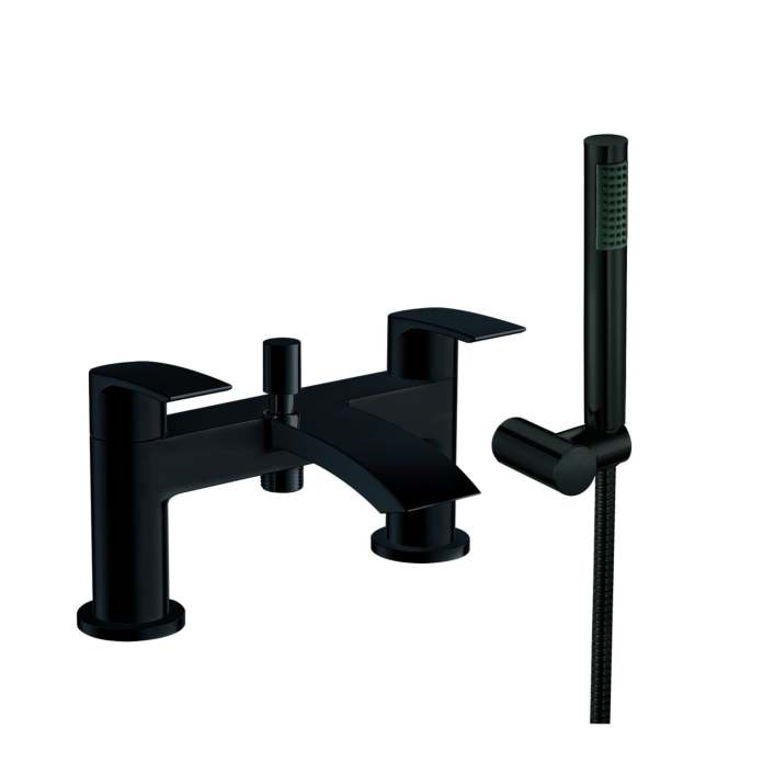 Scudo Belini Deck Mounted Bath Shower Mixer, Matt Black