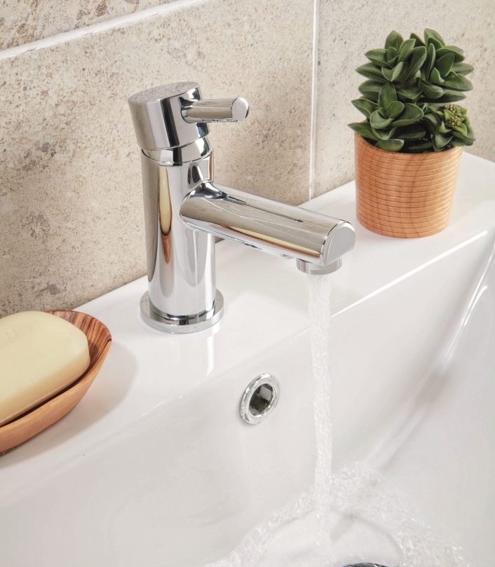 Scudo Premier Mono Basin Mixer, Chrome, with Push Waste