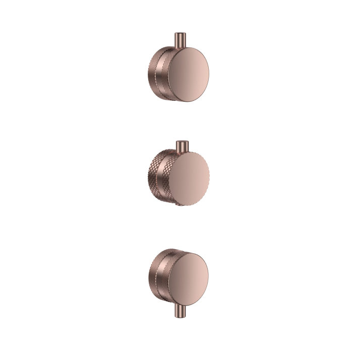 Scudo Rainford Concealed Knurled Handle Set, 1 Temperature & 2 Flow Controls, Brushed Bronze