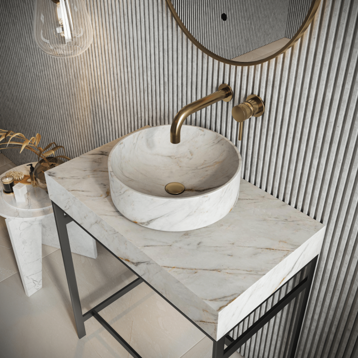Scudo Élan Aurelia Wall Basin – A. White Marble 300x250x100mm