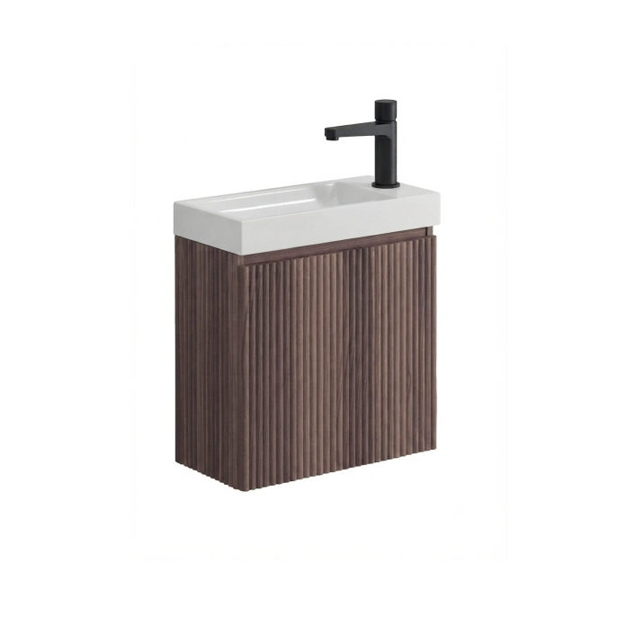 Scudo Linea Cloakroom Vanity Unit, Walnut — 394 x 217 x 400mm