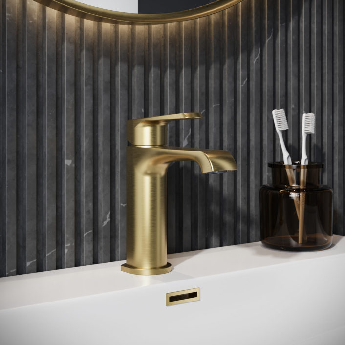 Scudo Montana Basin Mono Tap, No Waste, Brushed Brass