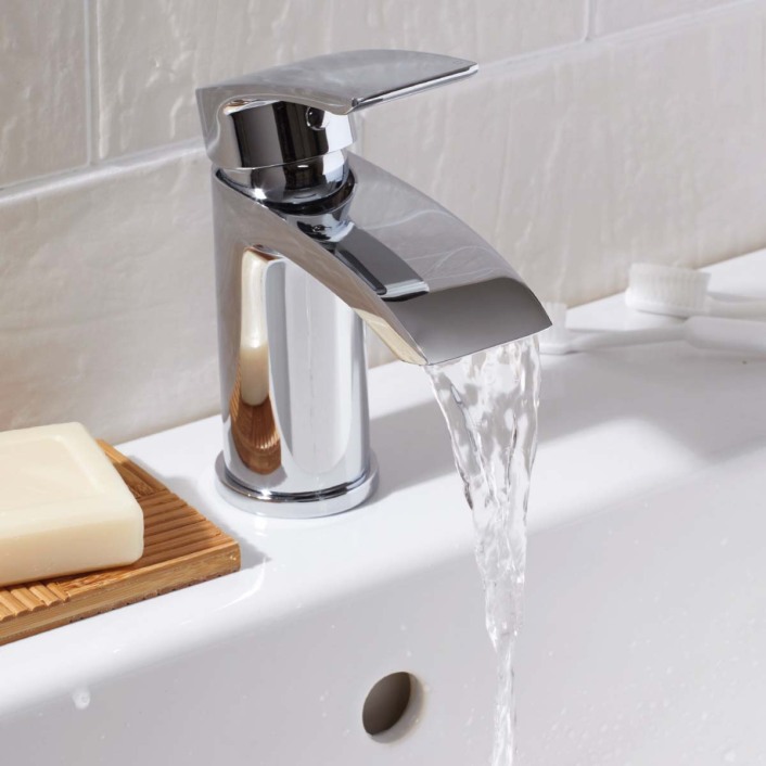 Scudo Belini Mono Basin Mixer, Chrome, with Push Waste