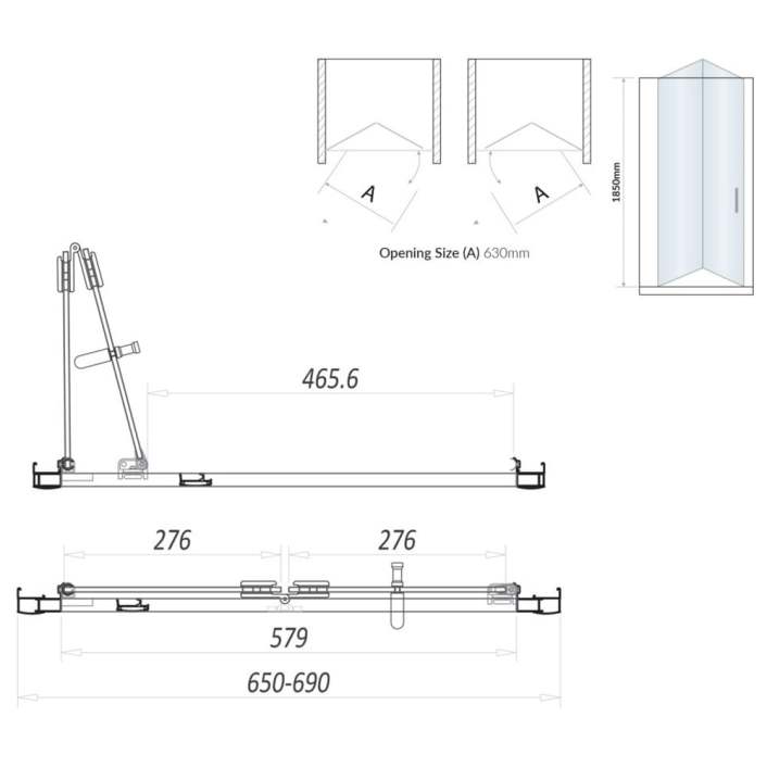 Scudo S6 Bifold Semi-Frameless Shower Door, 6mm, Chrome — 700mm