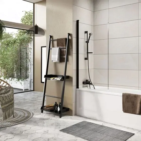 Scudo Thalia Single Panel Bath Screen, 8mm, Black