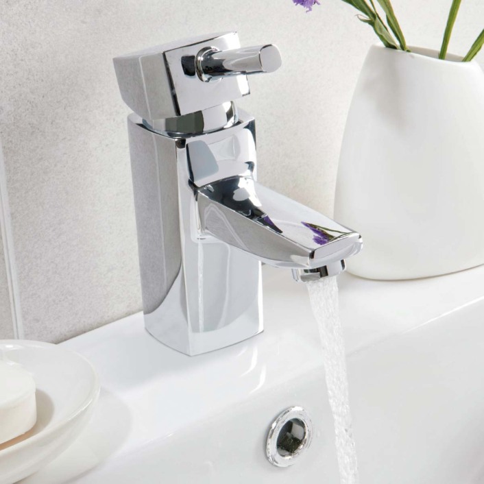 Scudo Forme Deck Mounted Mono Basin Mixer, Chrome, with Push Waste