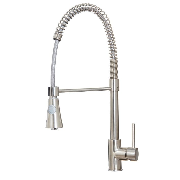 Scudo Tirare Single Lever Kitchen Mixer Tap with Pull Out Spray, Brushed Nickel