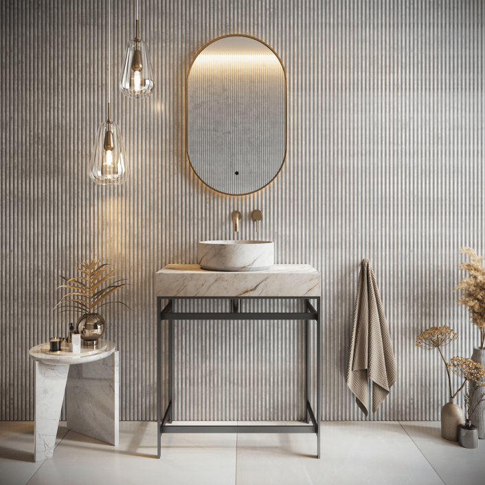Scudo Élan Aurelia Wall Basin – A. White Marble 300x250x100mm