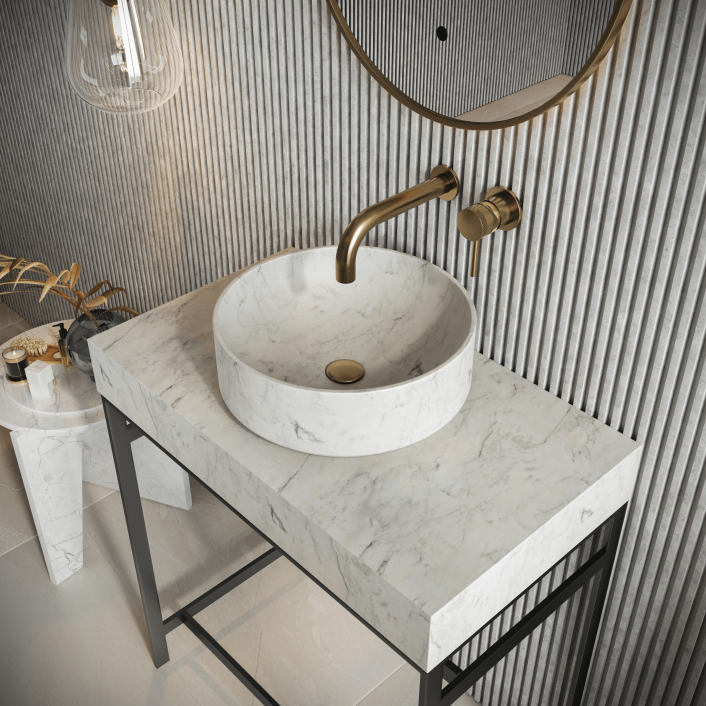 Scudo Élan Aurelia Wall Basin – A. White Marble 300x250x100mm