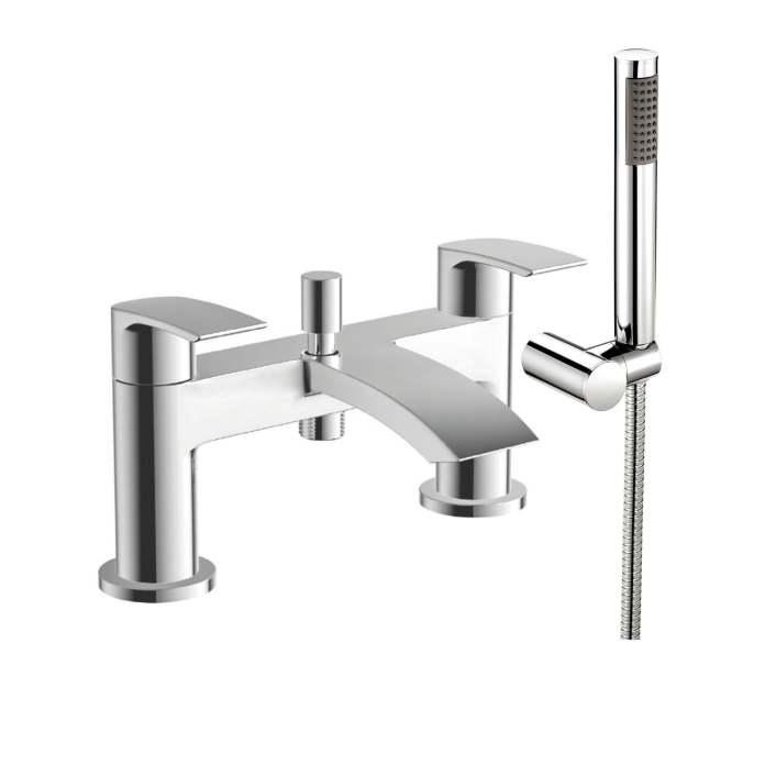 Scudo Belini Bath Shower Mixer, Chrome, with Shower Kit & Wall Bracket