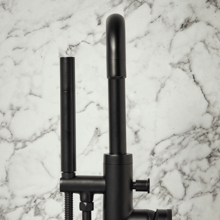 Scudo Core Freestanding Bath Shower Mixer, Black