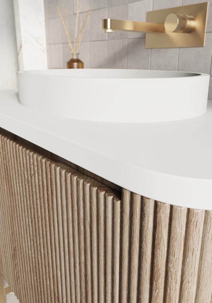 Scudo Linea Curve One Piece Vanity Basin — 900 x 480 x 30mm