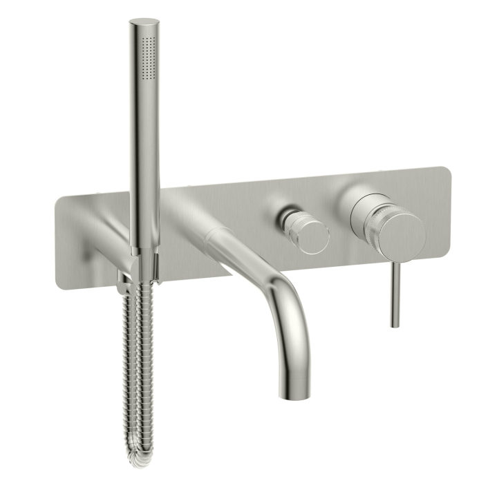 Scudo Core Wall Mounted Bath Shower Mixer, Brushed Nickel