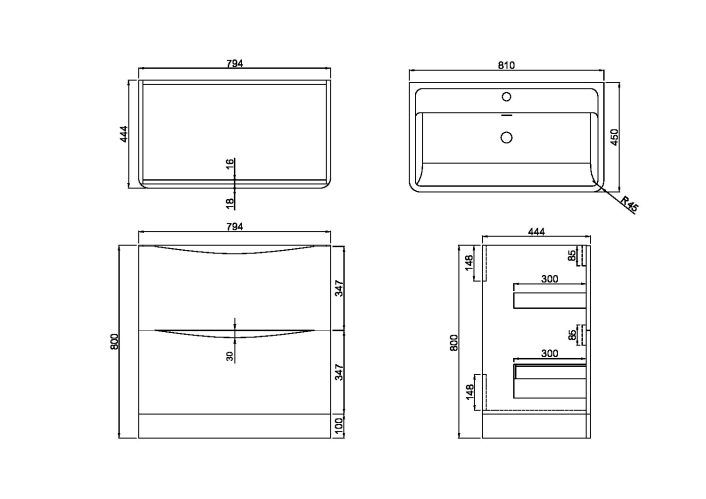 Scudo Bella Floor Cabinet, Davos Oak — 800mm
