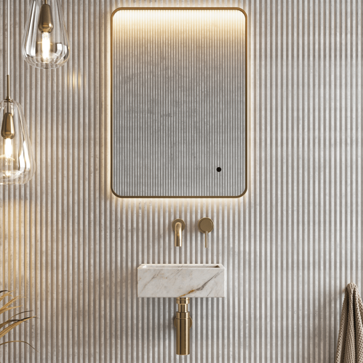 Scudo Élan Aurelia Wall Basin – A. White Marble 300x250x100mm