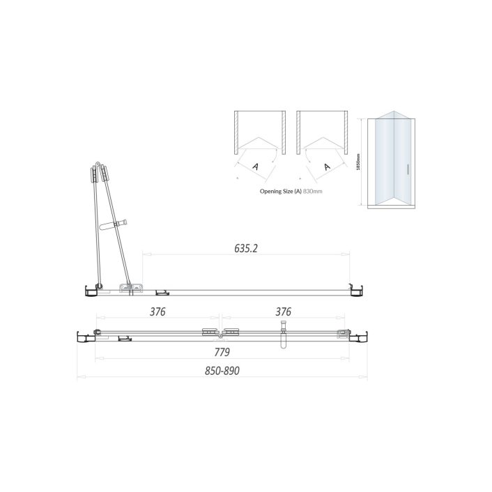 Scudo S6 Bifold Semi-Frameless Shower Door, 6mm, Chrome — 900mm
