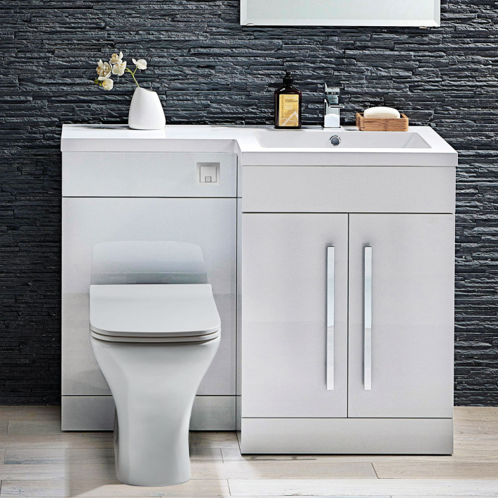 Scudo Lili Sculptured Stone Basin, Right Hand — 1100mm