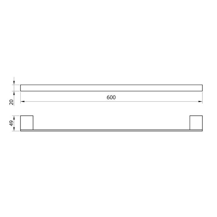 Scudo Alpha Towel Bar, Chrome — 60cm