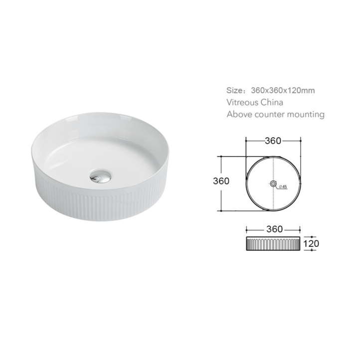 Scudo Aurevia 575x360x116mm Countertop Basin – Gloss White