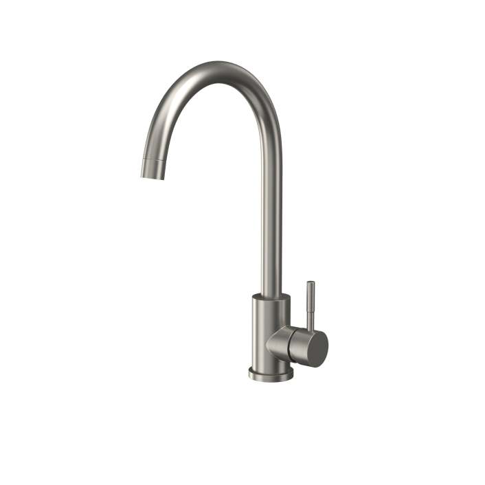 Scudo Manhattan Single Lever Kitchen Mixer Tap, Swivel Spout, Brushed Brass