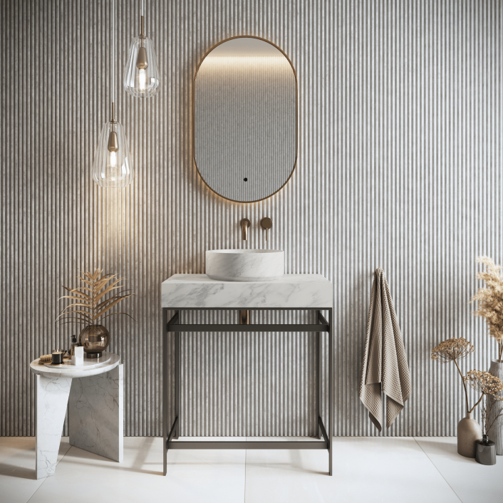 Scudo Élan Aurelia Wall Basin – A. White Marble 300x250x100mm