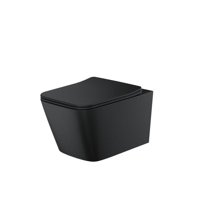 Riviera Square Wall Hung Pan Including Soft Close Seat - Black