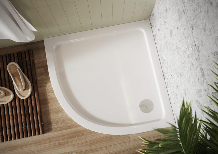 Scudo Eco-Stone Quadrant Shower Tray, 30mm, White — 800 x 800mm