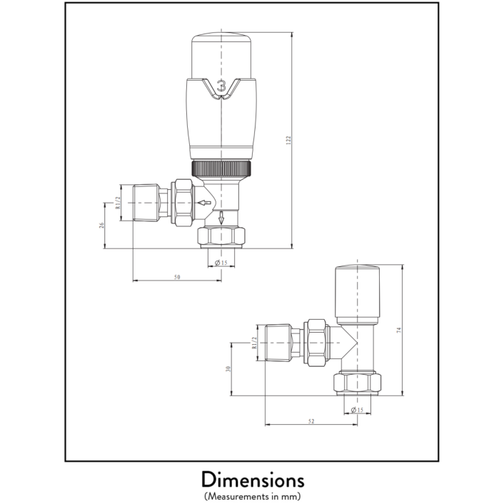Scudo Designer Twin Pack Thermostatic Radiator Valve, Angled, Anthracite