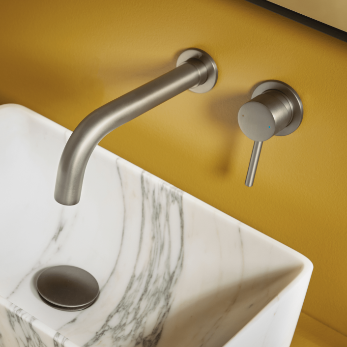 Scudo Core Wall Mounted Basin Tap & Filler, Brushed Bronze