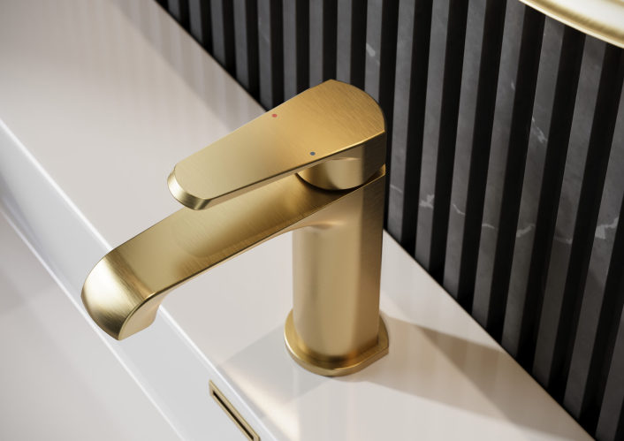 Scudo Montana Basin Mono Tap, No Waste, Brushed Brass