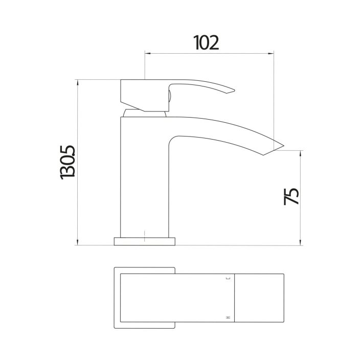 Scudo Descent Mini Mono Basin Mixer, Chrome, with Push Waste