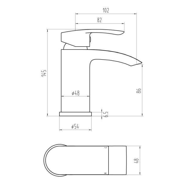 Scudo Belini Mono Basin Mixer, Chrome, with Push Waste