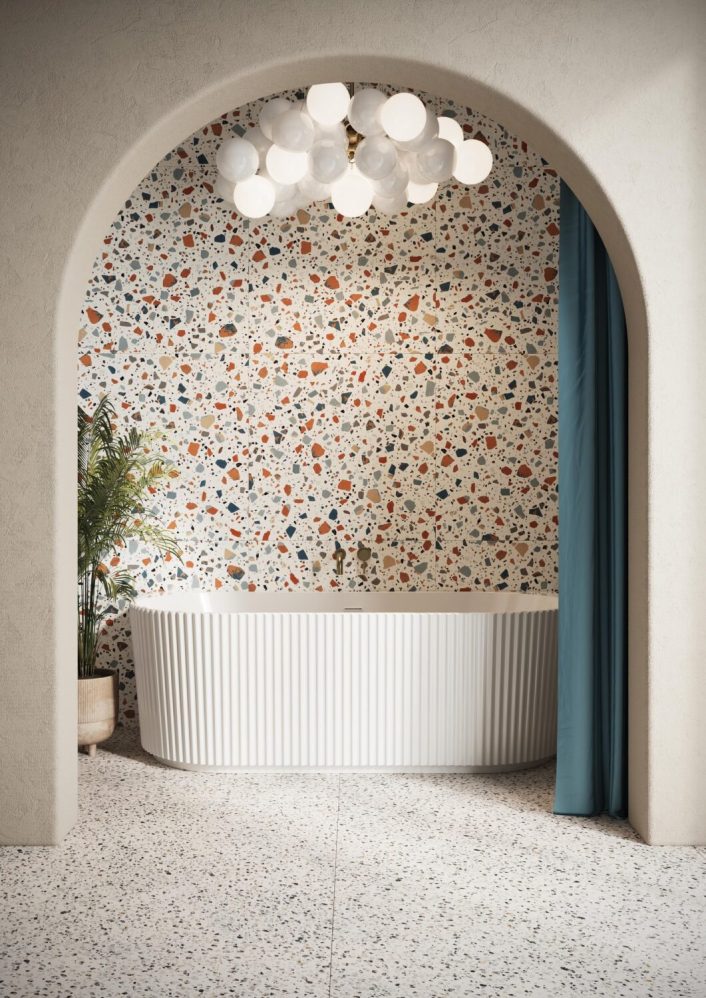 Scudo Fluted Back to Wall Bath, Acrylic — 1700 x 800 x 600mm