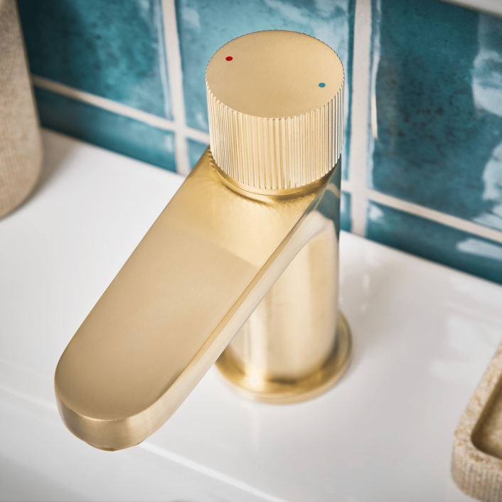 Scudo Koko Mono Basin Mixer, Brushed Brass