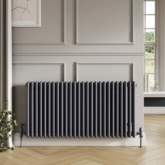 Scudo Foundry Column Radiator, 3 Column, 14 Sections, 600 x 650mm — Anthracite