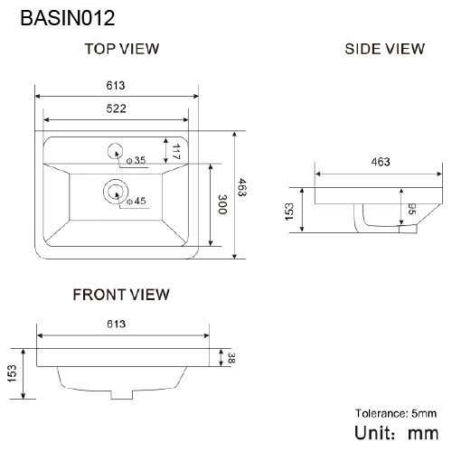 Scudo Bella Basin — 600mm