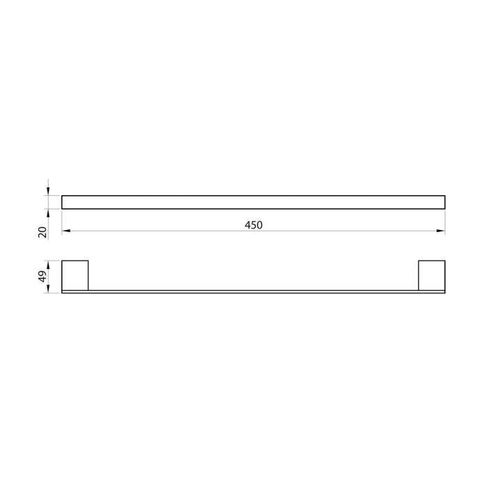 Scudo Ravenna Towel Bar, Black — 45cm