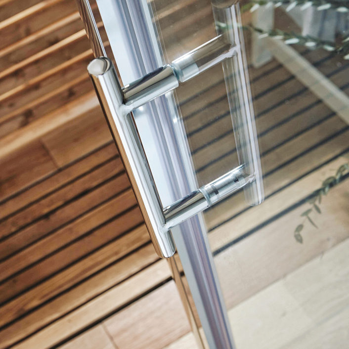 Scudo S6 Bifold Semi-Frameless Shower Door, 6mm, Chrome — 760mm