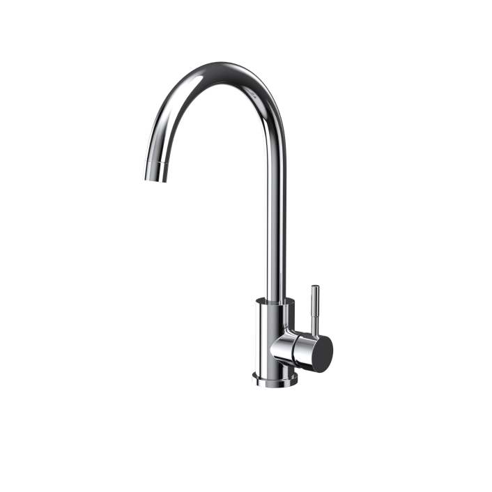 Scudo Manhattan Single Lever Kitchen Mixer Tap, Swivel Spout, Brushed Brass