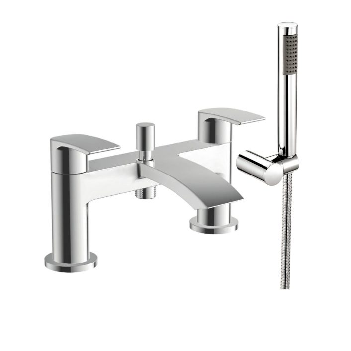 Scudo Belini Bath Shower Mixer, Chrome, with Shower Kit & Wall Bracket