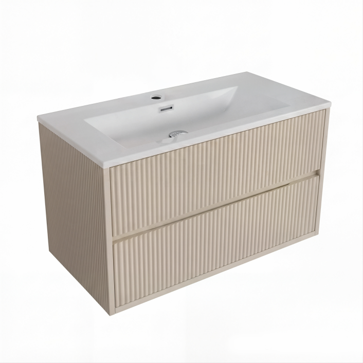 Scudo Linea Square Vanity Unit, Matt Stone — 790 x 475 x 480mm