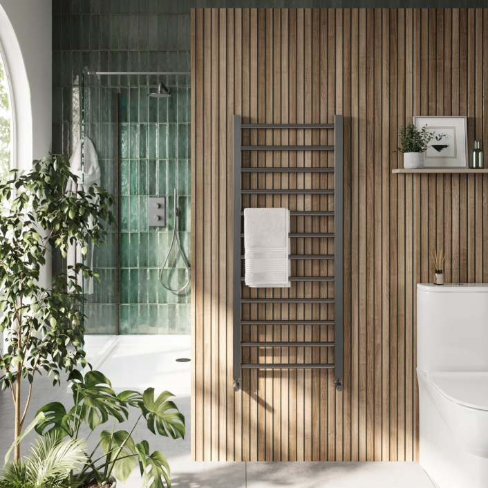 Scudo Vibe Towel Rail, 1200 x 500 — Brushed Brass
