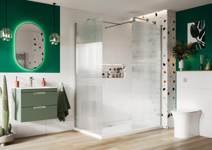Scudo S8 Flipper Panel, Clear With Hinges Brushed Nickel